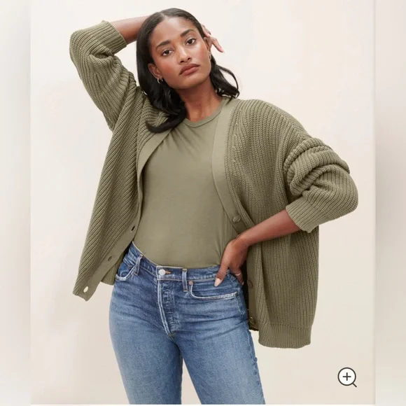 NEW Jenni Kayne Cocoon Cotton Oversized Cardigan Sweater in Sage Green | size S - Picture 4 of 10